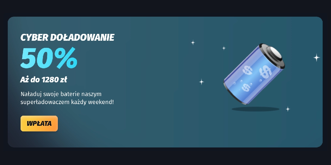 WinShark casino cyber bonus 50% up to 1280 PLN